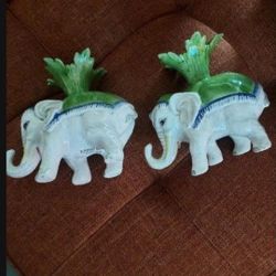 VINTAGE ELEPHANT(2) CANDLE HOLDERS MADE IN ITALY