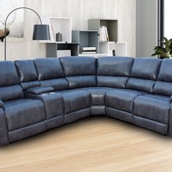 Gray Faux Leather Sectional 