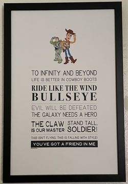 12”-wide, 18”-tall Framed Toy Story Quote Board