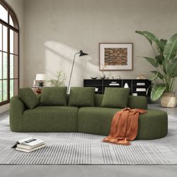 Fairfield 116" 2-Piece Modern Curved Sectional Sofa with Curved Backrest