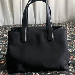 Vintage Coach Black Twill and Leather Bag
