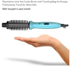 Mini Curling Iron PHOEBE 3/4 Inch Dual Voltage Ceramic Tourmaline lonic Hot Curler Brush with Traveling Bag for Europe, Professional, Travel for Short