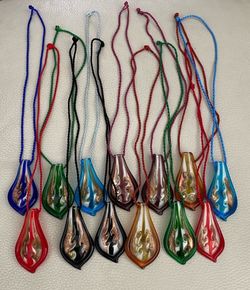 Glass Pendant Necklaces Lot of 14