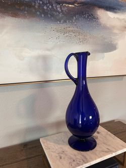 Cobalt Blue Glass Pitcher Decanter
