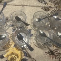 8 Crystal Ice Cream Dishes 
