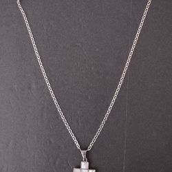Beautiful .925 Sterling Silver Mariner Chain Link Necklace w/ Cross Pendant--20"