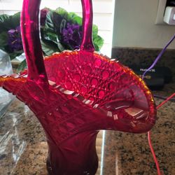Crystal Vase Ruby Red Perfect Heavy Vintage 