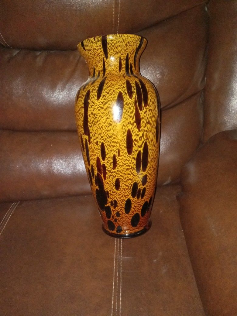 Vintage Brown Tortise Shell Vase Made In ITALY