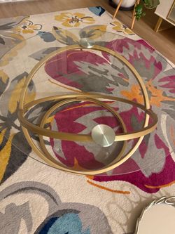 Modern Gold & Glass Round Coffee Table