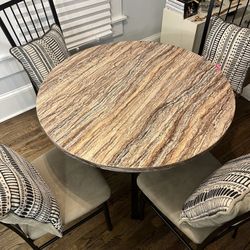 Round Dining Table Set With 4 Chairs And Pillows 