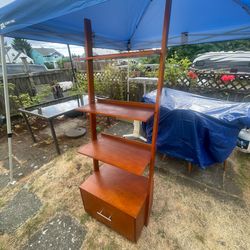 3 Tier Ladder Bookcase with File Drawer (Dark Walnut)
