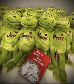 Personalized Grinch Plushie With Book
