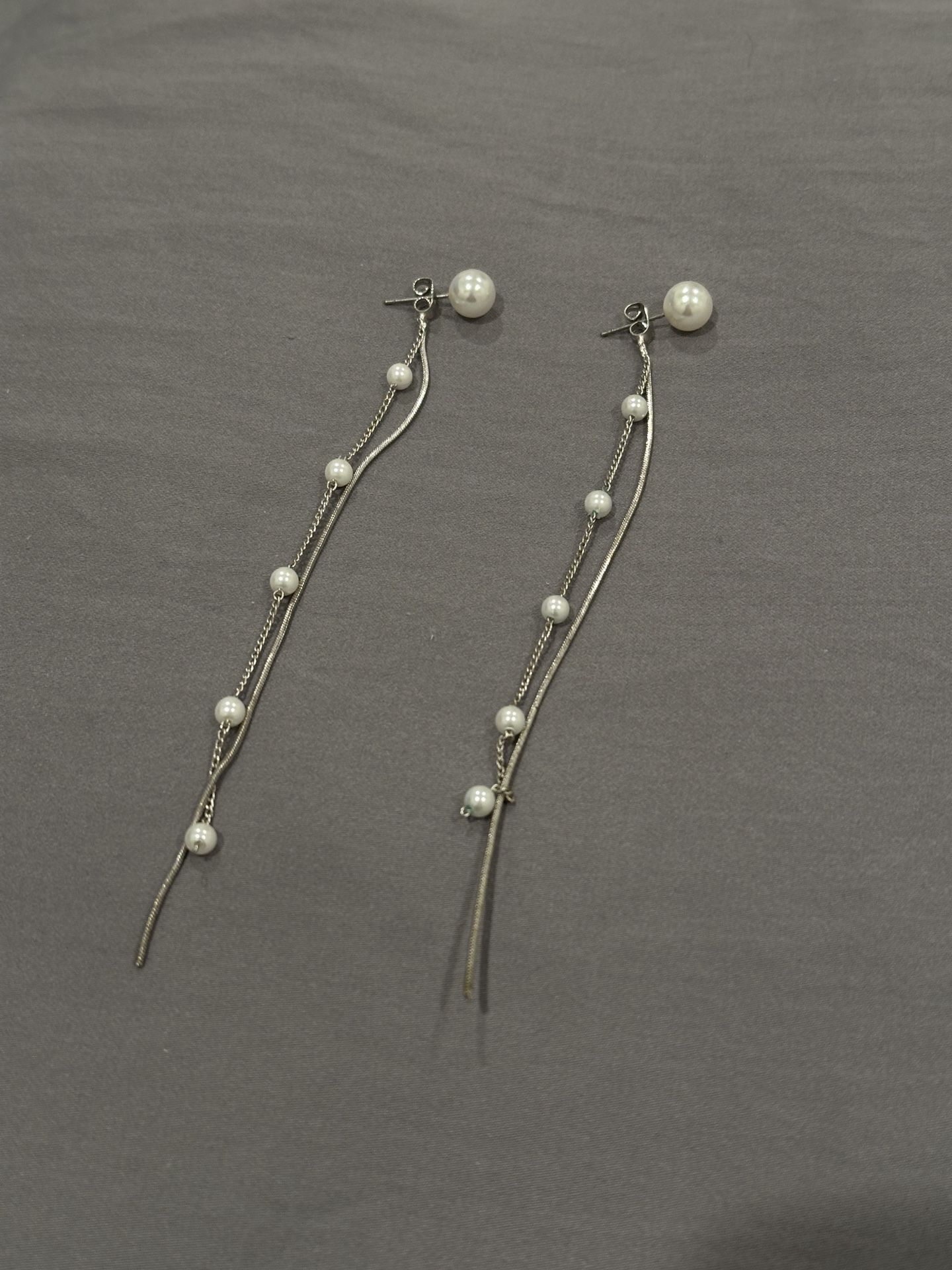 Pearl Silver Drop Earrings