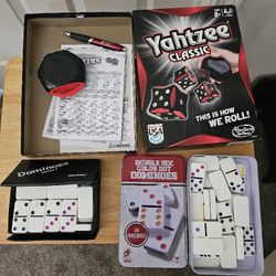 Games!! Yatzee And 2 Sets Of Dominos