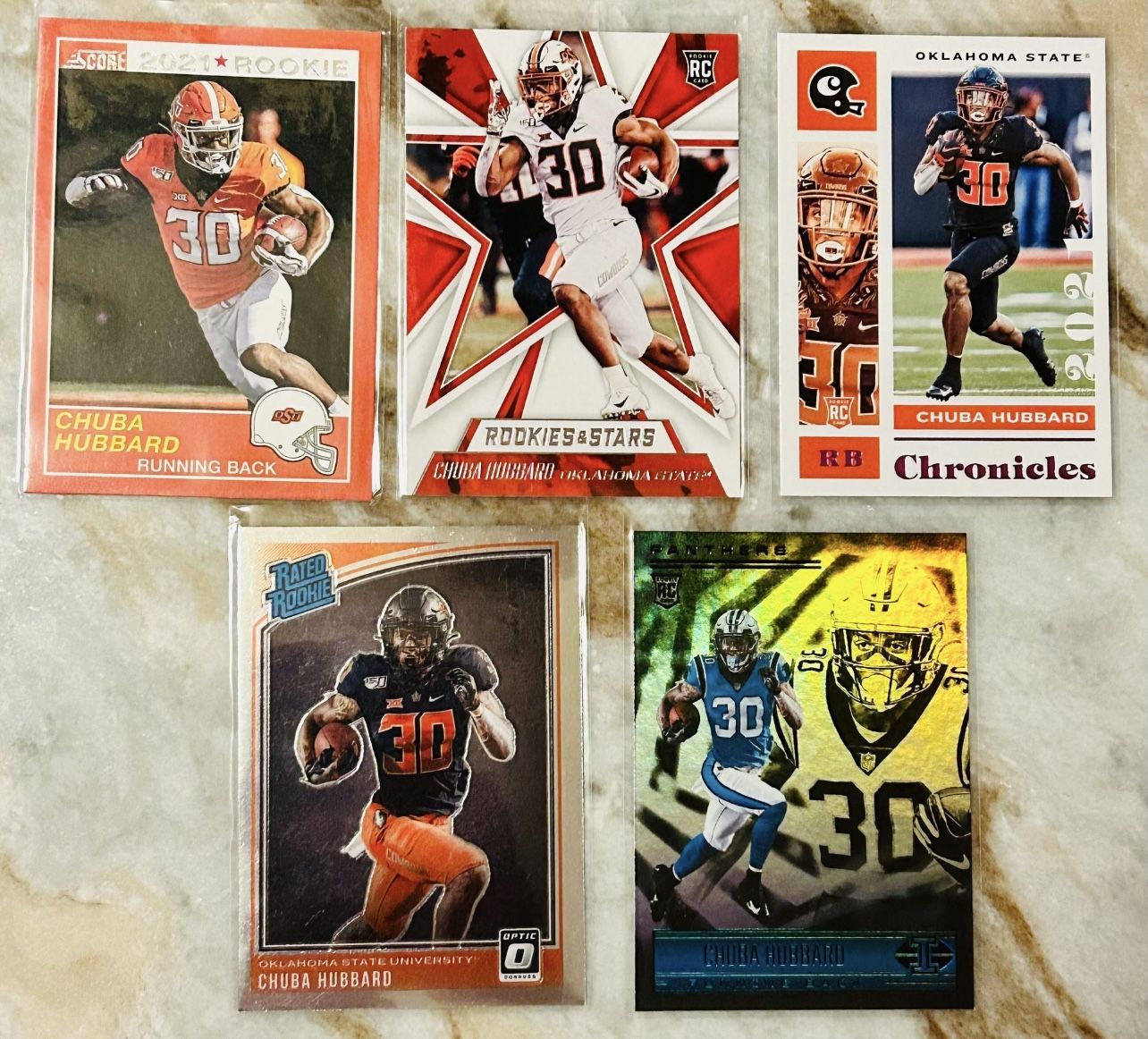 NFL Panini Carolina Panthers Chuba Hubbard Rookie Card Lot