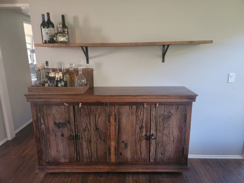 Real Wooden Accent Cabinet + 1 Wooden Shelf