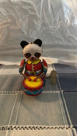 Vintage Wind Up Tin Mechanical Panda Toy