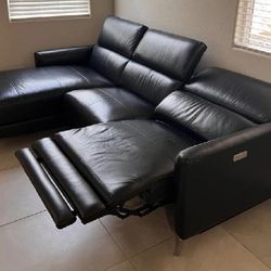 Beautiful, Elegant, Modern Italian Leather Sofa, All Electric Powered Adjustable Headrest