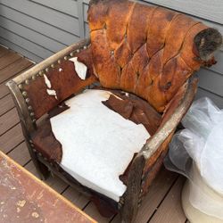 Old Wood Leather Chair
