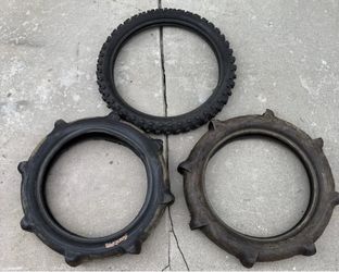 Dirt Bike Paddle Tires (2) + Dunlop Geomax Front Tire