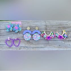 Colorful Burst of Colors Floral Fun Earring Lot