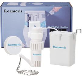 Toilet Flusher,Water-Saving,Half and Full Water Flushing,Foot Kick or Hand Press Mode Toilet Flush Replacement Kit,7200mAh Rechargeable Batteries