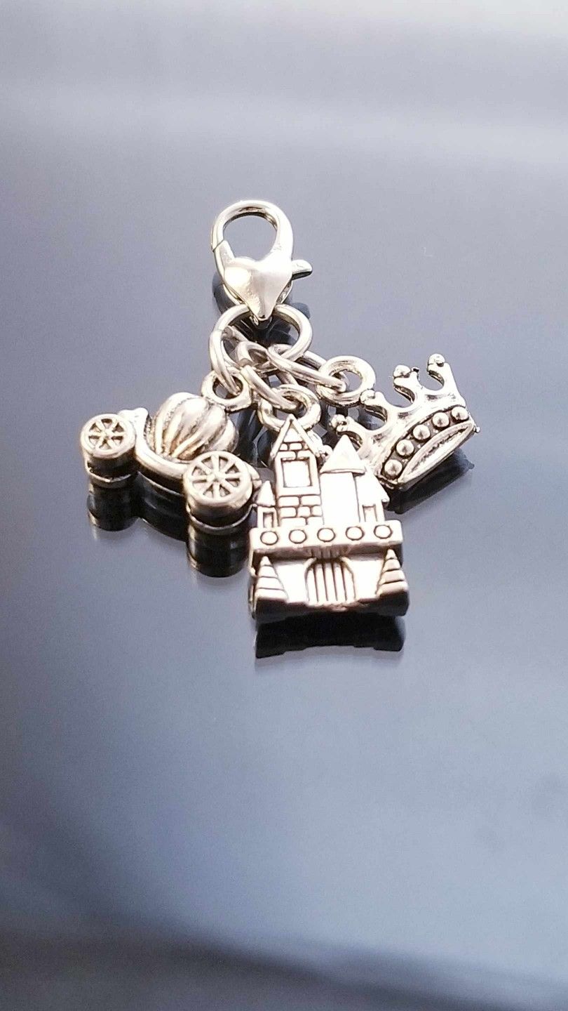 Princess Crown /Disney Castle Charm /Pumpkin Coach Charm /Clip-on Charm /Silver Charm