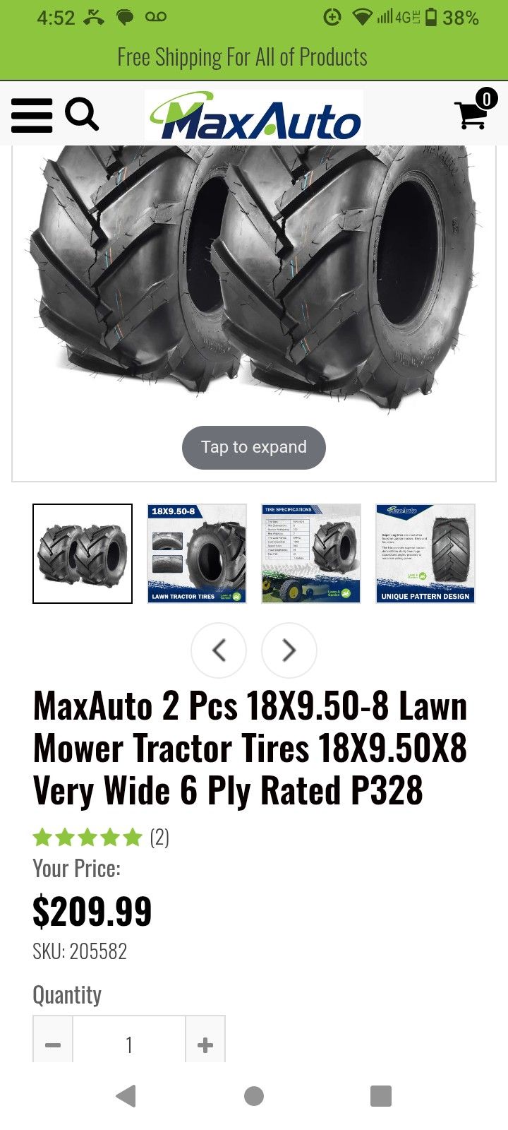 Mower Tractor Wheels 18x9.50-8 6ply 