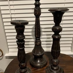 Large Wooden Candle Sticks
