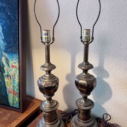 Pair of Vintage Stiffel Brass Lamps – Hollywood Regency / MCM