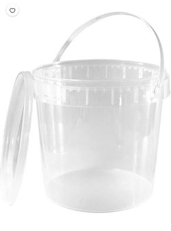 1 Gallon (128 oz) Clear Plastic Bucket with Lid and Handle (10 Pack), Ice Cream Tub with Lids - Food Grade Freezer and Microwave Safe Food Storage Con