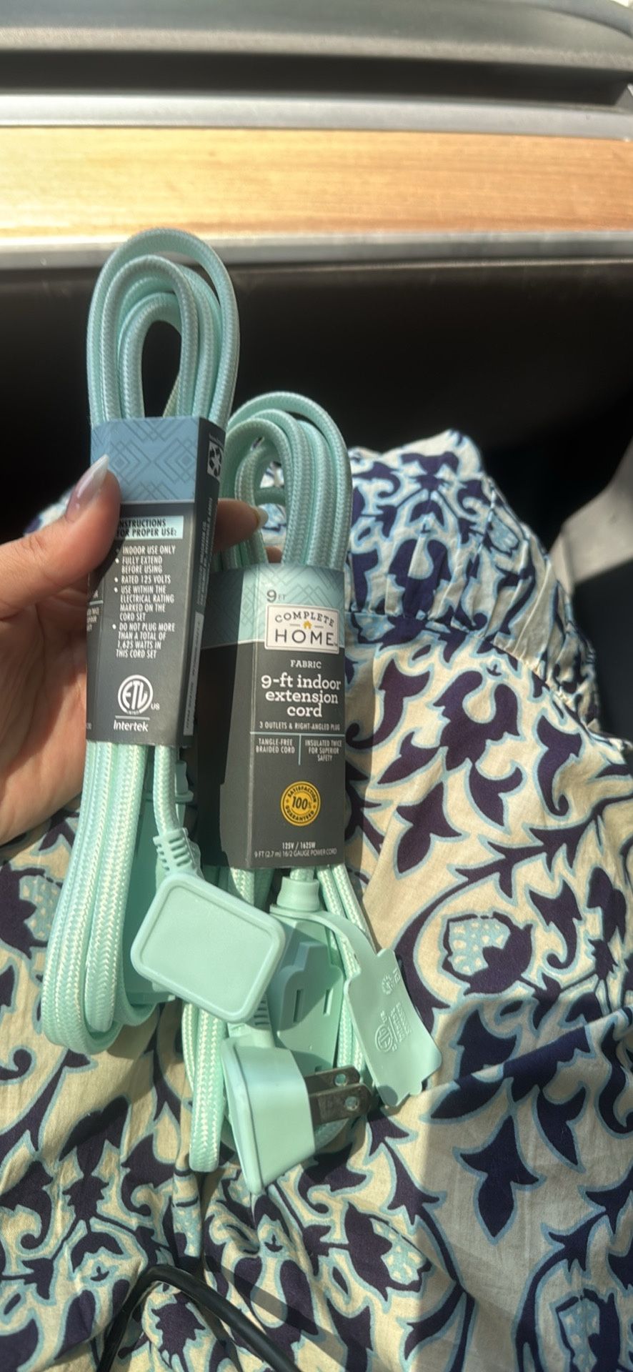 Mint Blue 9ft Extension Cords