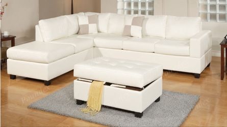 Sectional Sofa W/ Storage Ottoman