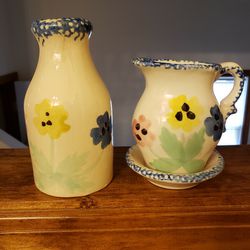 Milk Glass Bottle Vase With Speckled Rim