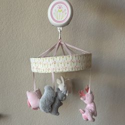 Baby Crib Mobile With Music And Cute Little Stuffed Animals. 