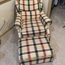 Wing Back Chair With Footstool 