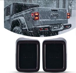 Smoked LED Tail Lights for 2020-2026 Jeep Gladiator JT Accessories, Black Housing Smoke Lens Taillights, Brake/Reverse/Turn Signal Light,