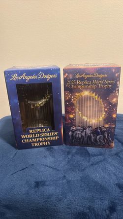 LA Dodgers 2025 and 2024 Replica World Series Trophy – Lot of 2