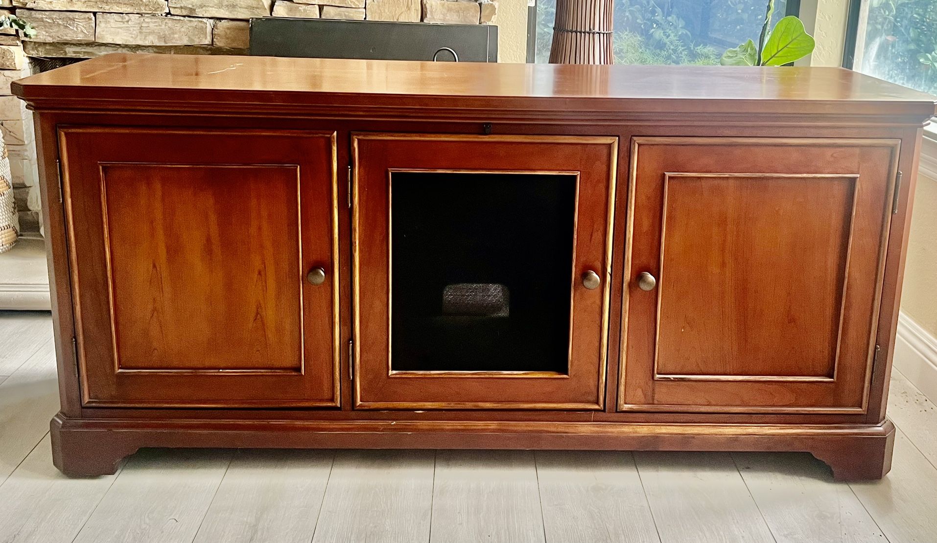 Wood TV Credenza —good shape 62”L X 26”H