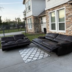 Electric Brown Recliner 2 Set Leather Couches