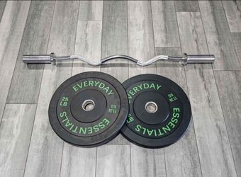 PREMIUM solid ez-curlbar and weights(READ DESC. BEFORE MESSAGING)