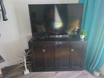 *TWO * Beautiful Black distressed sturdy cabinet stands