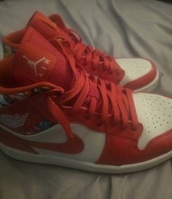USED NIKE AIR JORDAN 1 MID - BARCELONA SWEATER - NO BOX - SIZE 10