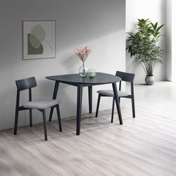 Small Black Dining Table Set 3pc - Free Delivery ✅ Modern Black Dining Table Set - Small Dining Table Black 