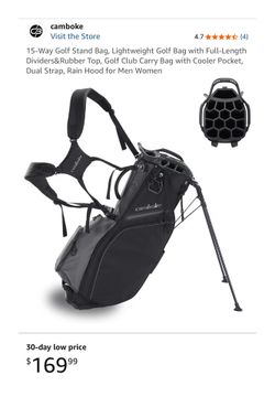 15-Way Lightweight, Dual-Strap Golf Club Carry Bag for Men or Women