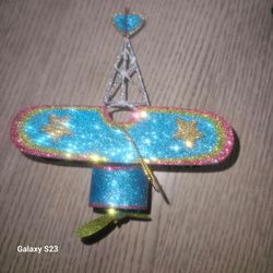 Christmas Ornament Glittery airplane