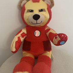 Iron Man  Light Up Paw 17” Marvel Red Furry Body Yellow Satin Build A Bear