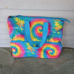 NO BOUNDARIES TIE DYE BEACH BAG TOTE BAG BOTTOM COOLER PICNIC