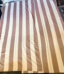 2 Neutral Striped Curtain Panels 48x96 + Bonus Accent Panel