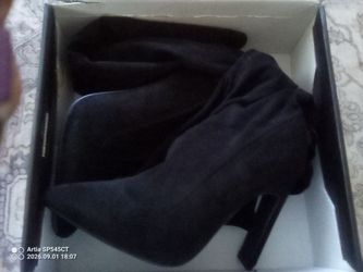 Black Suede Heeled Ankle Boots